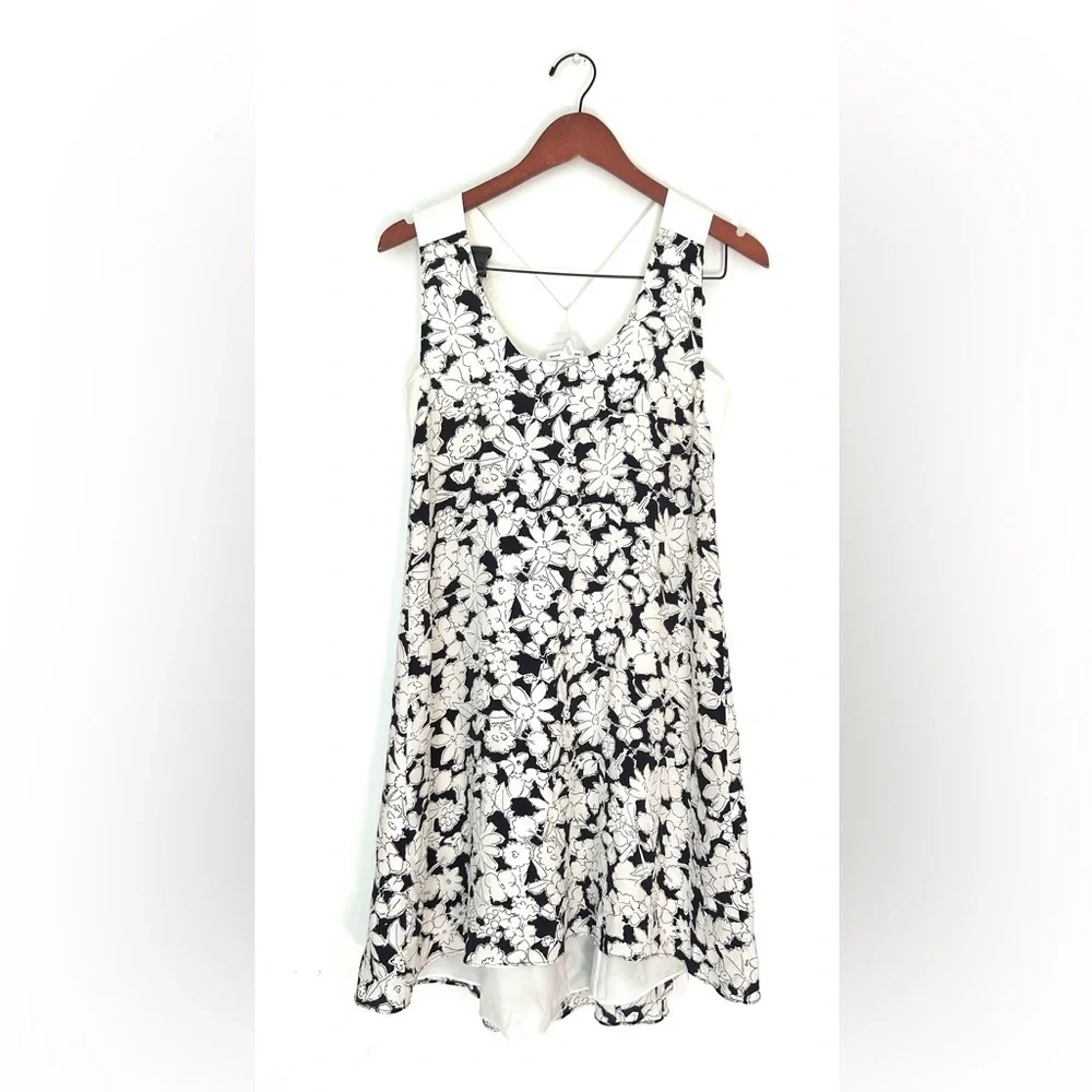 Club Monaco Silk Floral Cut Out Slip Dress White Black Sz 0 floral flower print - Picture 2 of 7
